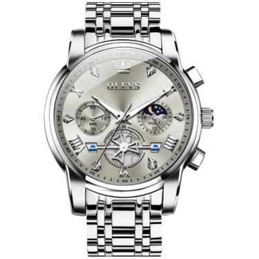 Imagem de Relógio OLEVS Silver Fashion Classic Moon Phase para homens
