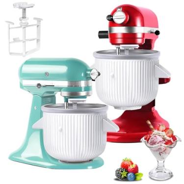 Imagem de Acessório para máquina de sorvete para batedeira KitchenAid, compatível com batedeiras de suporte de 4,5/5 QT e 6QT, tigela de sorvete Kitchenaid Frozen de 2 litros para iogurte/sorvete de gelato
