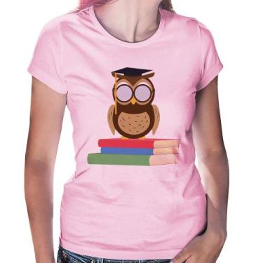 Imagem de Baby Look Coruja Estudante - Foca na Moda, Rosa bebê, M