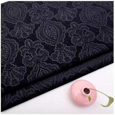 Imagem de Tecido de estofamento de veludo, tecido 3D de veludo em relevo de 144,8 cm, cor sólida, tecido de estofamento para cortina, almofada, cadeira de sofá, artesanato DIY (cor: preto)