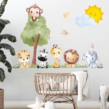 Imagem de Adesivo de Parede Infantil Safari Animais da Selva Decoração Quarto Bebê Kids Brinquedoteca Fácil