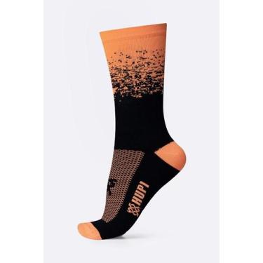 Imagem de Meia Splash Preto/Laranja Neon HUPI, Preto, Alaranjado