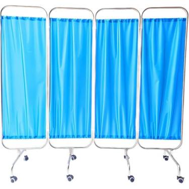 Imagem de Tela de privacidade médica de aço inoxidável – Telas divisórias de quarto, divisória de quarto de painel 3/4, cortinas de privacidade dobráveis com rodas, para sala de emergência, divisória de quarto
