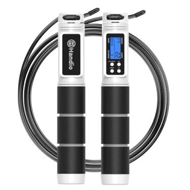 Imagem de Corda de salto, corda de pular H Handio com balcão, corda de pular para treino com rolamentos de esferas de aço, corda de pular de velocidade de comprimento ajustável para homens, mulheres, crianças, academia, crossfit, exercícios de fitness