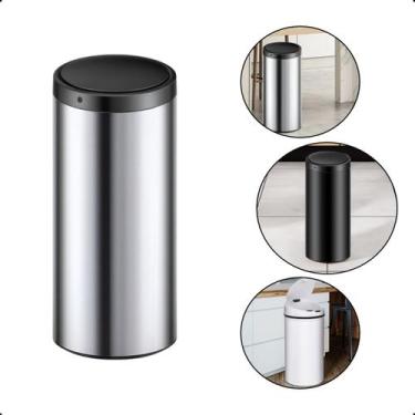 Imagem de Lixeira Automática Redonda Inox 50 Litros com Sensor de Proximidade Ba