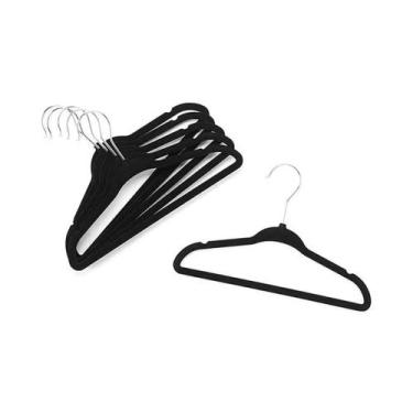 Imagem de Cabide de Veludo Preto Slim Cava Lingerie Roupa Pequena 20un - MEK