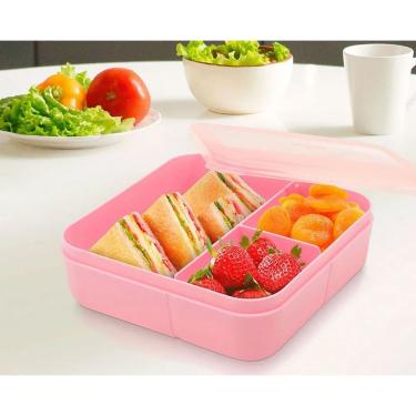 Imagem de Pote Hermético Polipropileno 700ml Dup Marmita 3 Divisórias Rosa