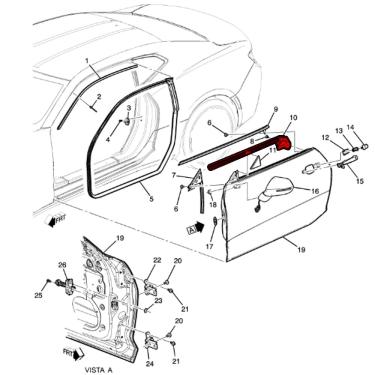 Imagem de Pestana Externa Da Porta Traseira Lado Esquerdo Preta-