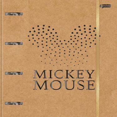 Imagem de Caderno Argolado Mickey e Minnie Kraft 80 Folhas 27,5x20cm Jandaia com Adesivos