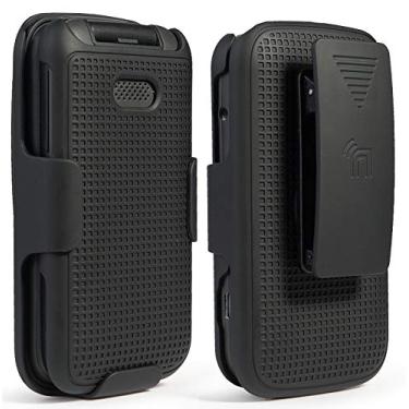 Imagem de Capa com clipe para Alcatel Smartflip/Go Flip 3, Nakedcellphone [Preta] Capa de encaixe com [Rotação/catraca] Combo de suporte para cinto e quadril para Alcatel Go Flip 3, telefone Alcatel Smartflip