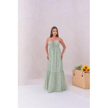 Imagem de Vestido Longo Feminino Multiuso Versátil Weynlu Modas, Floral verde