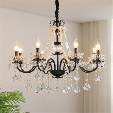 Imagem de OUFULA Luxo Francês Cristal Lustre Americano Retro Criatividade Sala de Estar Restaurante Quarto Villa Hotel Café Bar Lâmpada Pendente (A 8 luzes)