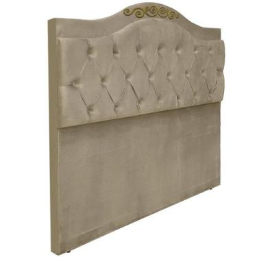 Imagem de Cabeceira Box Casal Almofadada Capitonê Provençal Detalier Suede Bege 