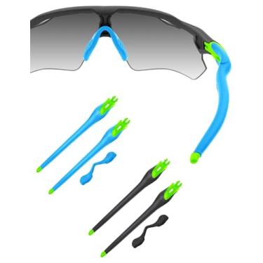 Imagem de HILEEN Óculos de sol de substituição verde brilhante para óculos de sol Oakley Radar EV Path Pitch Advancer - preto + azul celeste
