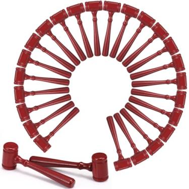 Imagem de Chivertion 24 peças de madeira juiz martelo adereço mini leilão martelos martelos cosplay advogado justiça fantasia acessórios para tribunal venda de leilão Halloween lembrancinhas de festa decoração