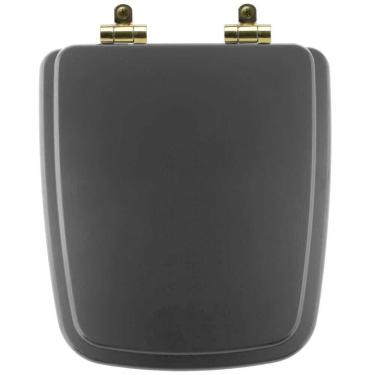 Imagem de Assento Sanitário Poliéster Soft Close Boss Onix (preto Fosco) Para Vaso Incepa Com Ferragem Dourada