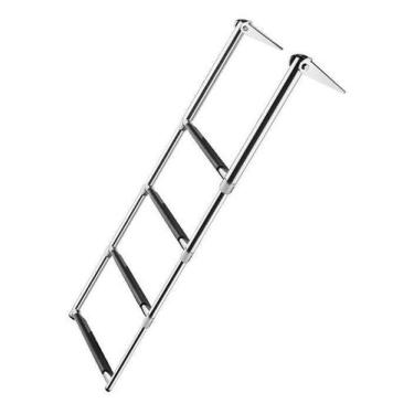 Imagem de Escada 4 Degraus Aço Inox Reforçada Luxo Para Barco Lancha - Nauparts