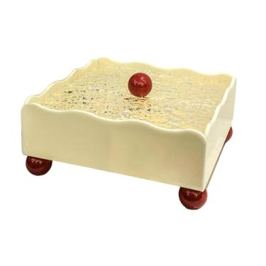 Imagem de Mesa de centro para sala de estar em casa, lanche e prato de frutas secas, placa divisória de nozes coberta para armazenamento de doces - cor creme