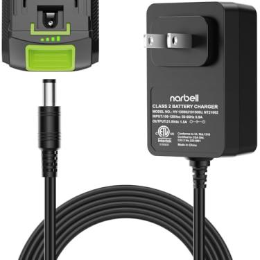Imagem de Carregador de bateria de lítio de 21 V de substituição para bateria de íon de lítio Narbell compatível com ferramentas de equipamentos externos e carregador de bateria classe 2 para soprador de folhas