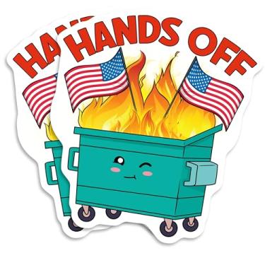 Imagem de Ímã Hands Off - Fogo de lixeira engraçado - Rosto piscando - geladeira com bandeira americana - Material durável para caixa de ferramentas de carro, caminhão, qualquer superfície de metal - EPLM0018
