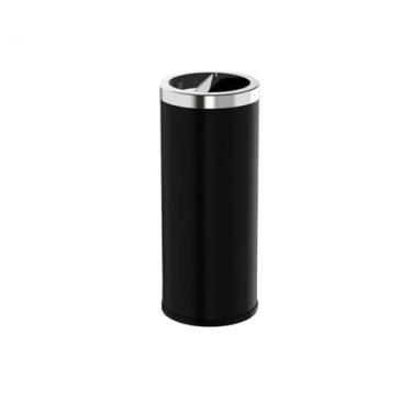 Imagem de Lixeira Lixeira de aço inoxidável de 15L/25L/50L, extintor de fumaça, lixeira de cozinha preta com metade superior aberta, lixeira de papel para escritório doméstico Lixeira(Pequeno)