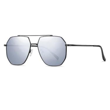 Imagem de VFDHN Óculos de sol masculino polarizado UV400, armação de metal, óculos de sol para dirigir à noite e pescar (preto mercúrio)