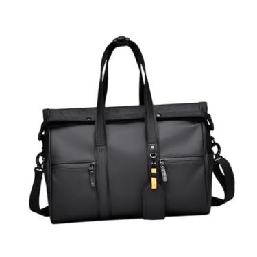 Imagem de menolana Bolsa de Armazenamento de Bagagem para Viagem de Negócios Masculina, Bolsa de Viagem Portátil Moderna de PU, Mochila de Ombro para Exercícios Ao Ar Li, Preto