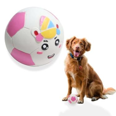 Imagem de Guiwawa Brinquedos de bola de futebol de látex para cães, bola de futebol de 9,4 cm para cães pequenos, médios e grandes, cores vibrantes bola de futebol para mastigar e buscar (rosa)