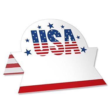 Imagem de Big Dot of Happiness Estrelas e listras – Cartão de buffet de barraca patriótica para festa – Conjunto de 24