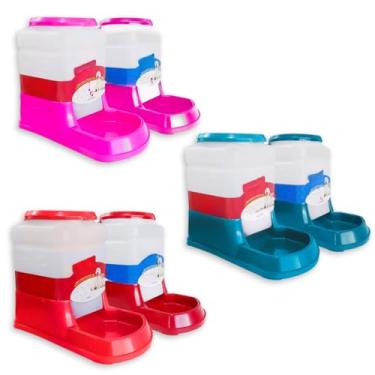Imagem de Kit Bebedouro Comedouro Automatico Cachorro Gato Prático(Azul)