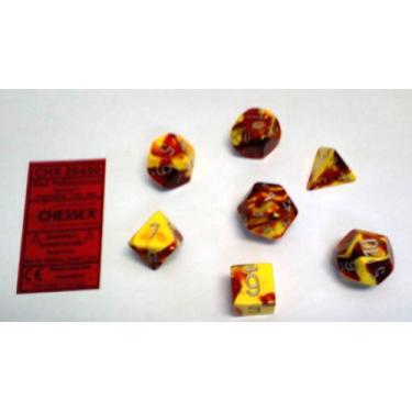 Imagem de Chessex CHX26450 Dice-Gemini Red-Yellow/Silver Set, One Size, Multicolor