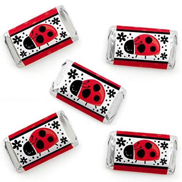 Imagem de Happy Little Ladybug - Adesivos de embrulho de mini barra de doces - lembrancinhas pequenas para chá de bebê ou festa de aniversário - 40 unidades