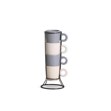 Imagem de Conjunto Caneca Bojuda Small Duo Sortida com Suporte 120ml - Cerâmica 