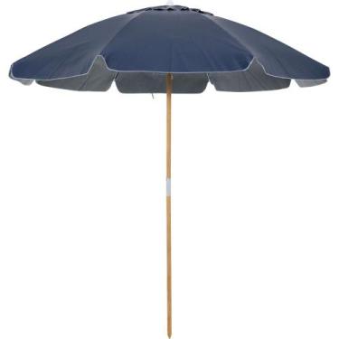 Imagem de Guarda-Sol Guarapari em Bagum e Haste de Madeira 2,00m Azul Marinho Be