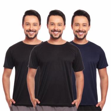 Imagem de Kit 3 Camisas Masculina Manga Curta Dry Fit Proteção Uv - Brás e Cia, 
