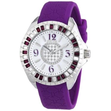 Imagem de Police Relógio feminino de aço inoxidável e borracha de quartzo jade, cor: roxo (modelo: PL-13090JS/28D
