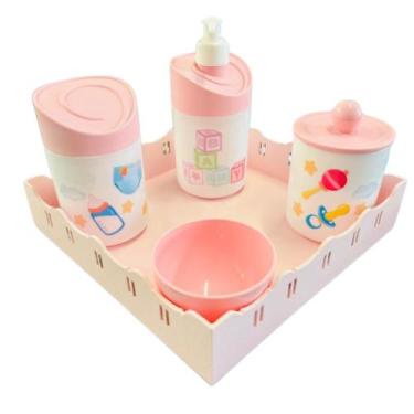 Imagem de Kit Higiene Baby Menino e Menino c/bandeja em MDF - Dóia Kids, Quadrad