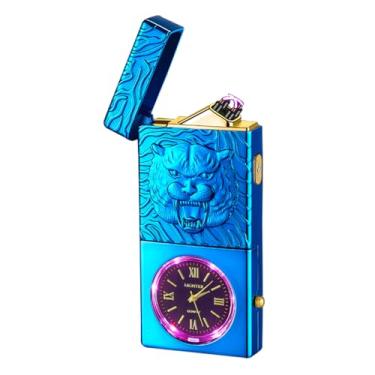 Imagem de COMANYI Isqueiro elétrico recarregável por USB, isqueiros de arco duplo de plasma à prova de vento, isqueiros de relógio frescos sem chama com indicação de bateria LED para velas, bastão de incenso