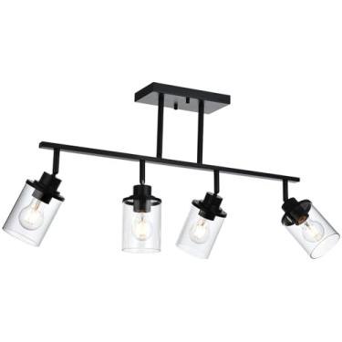 Imagem de Yaohong Luminárias De Trilho Para Teto, 4 Kits Completos Luz, Giratórios E Flexíveis Com Cúpula Vidro Transparente, Spot Teto Cozinha, Loja, Sala Jantar, Corredor