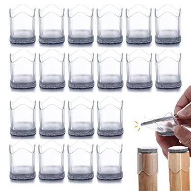 Imagem de Furnigear Protetores De Piso Silicone Para Pernas Cadeira, Madeira, Móveis Feltro, Pés Suaves E (Pacote Com 20) (P-Fit Square: 0,7-0,75", Redondo: 0,8-0,9") Bege