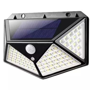 Imagem de Luminária Solar de Parede 100 LEDs com Sensor de Movimento | 3 Funções | Super Potente | À Prova D’água | Energia Solar | Segurança e Iluminação Externa no alto e no chão