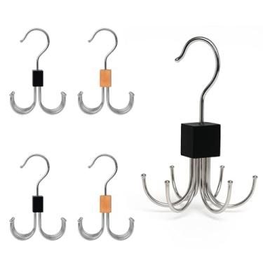 Imagem de HeXueLy Pacote com 4 regatas e cabides de sutiã, organizador de metal rotativo de 360° com design de garra, ganchos de armário que economizam espaço para sutiãs, cachecóis, bolsas e acessórios