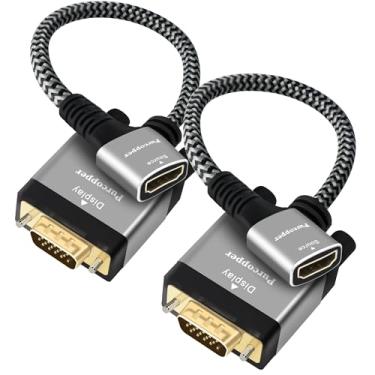 Imagem de Adaptador HDMI para VGA, pacote com 2, conector conversor unidirecional HDMI fêmea (fonte) para VGA macho (tela) para monitor, PC, Raspberry Pi, desktop, projetor, Roku