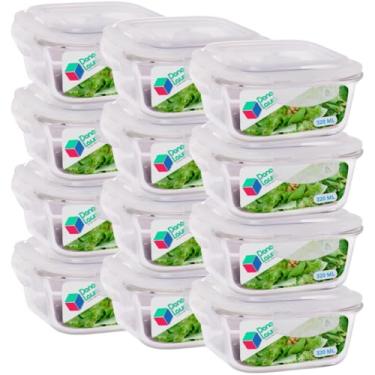 Imagem de Kit 12 Potes de Vidro Hermético 320ML Quadrado Cor Sortida Dona Laura
