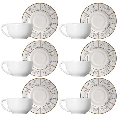 Imagem de Conjunto de 6 Xícaras de Chá com Pires de Cerâmica Heritage 250ml - Alleanza