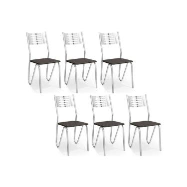 Imagem de Kit 6 Cadeiras de Cozinha Nápoles 2C045 6 Un Cromada/Preto 110 - Kappesberg