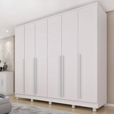 Imagem de Guarda-Roupa Casal 6 Portas 8 Gavetas Puxador MDF 270cmcom pés Portugal Espresso Móveis Neve