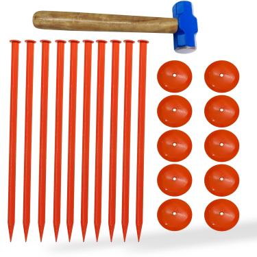 Imagem de FEBTECH - Marcador de tanque séptico – 15 x 25 cm – Marcadores de linha de propriedade adequados para proteger sua fossa séptica e limites de propriedade com marcador de tanque séptico sólido e resistente – Pacote com 10 peças + 1 martelo