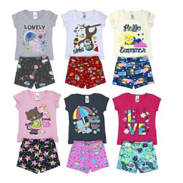 Imagem de Kit 6 Conjuntos Infantil Feminino Primavera Verão Premium - Nininhos, 