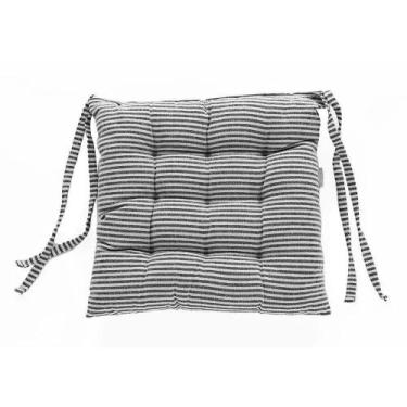 Imagem de Almofada Cadeira Futton Com Amarração 40X40Cm Listras Pretas - Hedrons